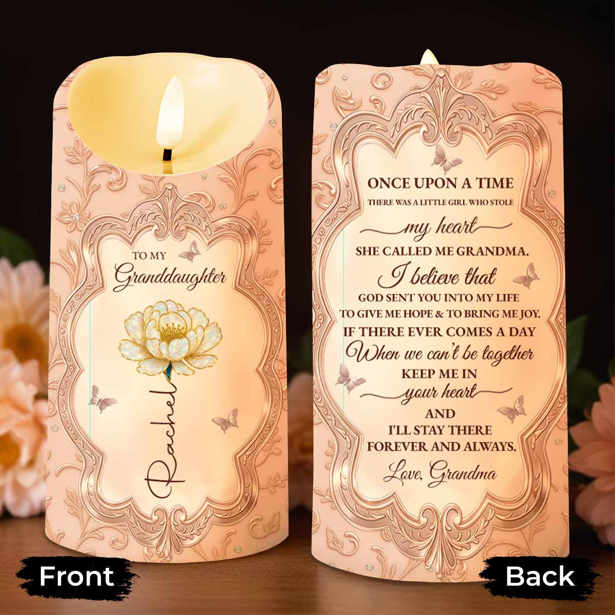 To My Granddaughter, Once Upon A Time, Love Grandma - Personalized Custom LED Candle - GDT504_LECA