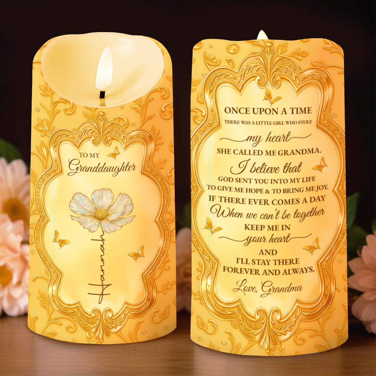 To My Granddaughter, Once Upon A Time, Love Grandma - Personalized Custom LED Candle - GDT504_LECA