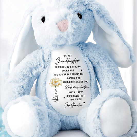 To My Granddaughter I Will Always Be Here With Rose - Personalized Stuffed Bunny - GDT506_BUN