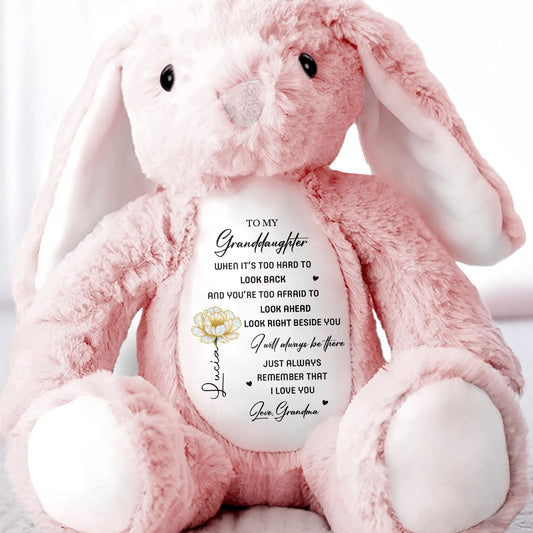 To My Granddaughter I Will Always Be Here With Rose - Personalized Stuffed Bunny - GDT506_BUN
