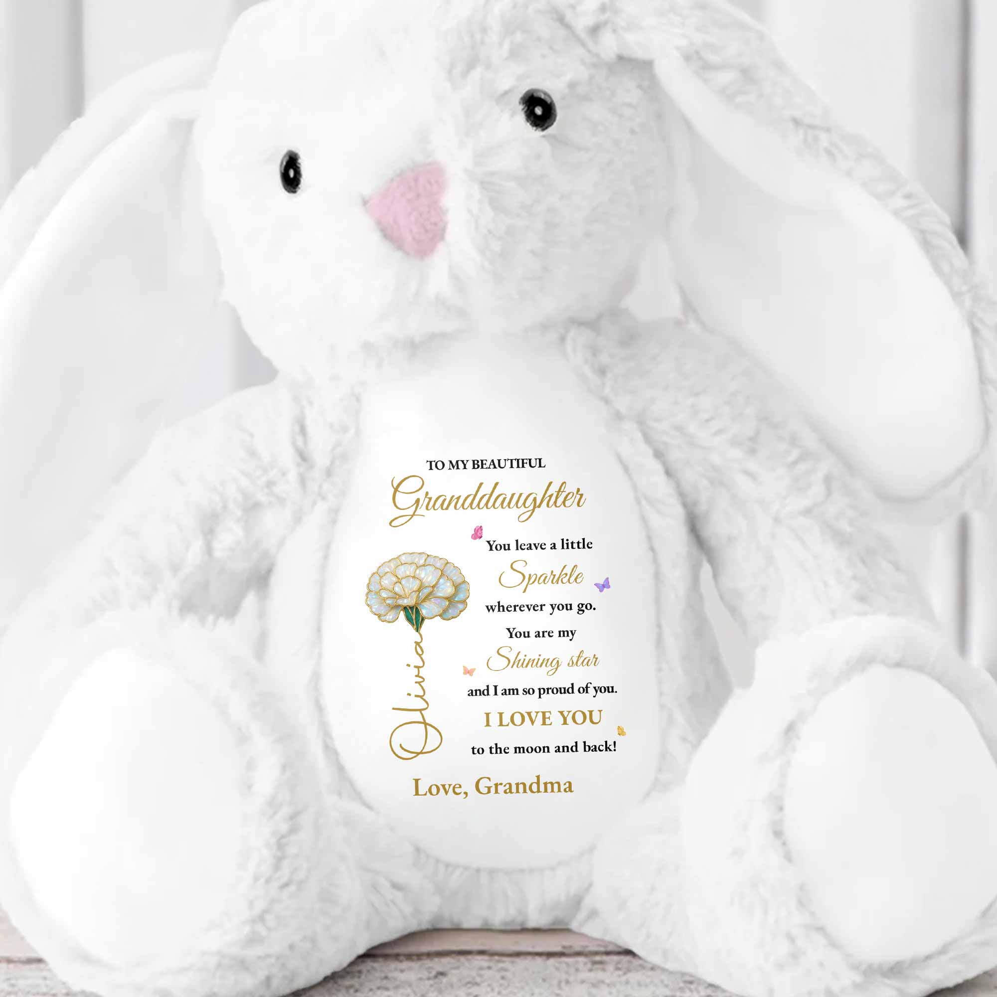 To My Beautiful Granddaughter, Sparkle And Shine With Love - Personalized Stuffed Bunny - GDT507_BUN