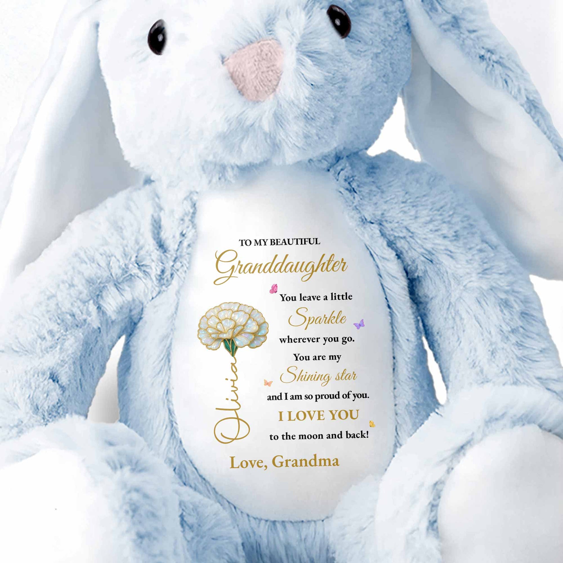 To My Beautiful Granddaughter, Sparkle And Shine With Love - Personalized Stuffed Bunny - GDT507_BUN