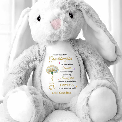 To My Beautiful Granddaughter, Sparkle And Shine With Love - Personalized Stuffed Bunny - GDT507_BUN