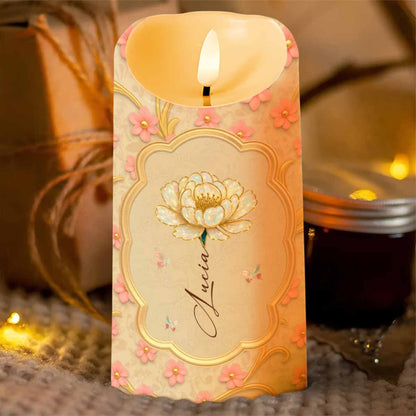 To My Granddaughter Proud And Loved Floral Design - Personalized Custom LED Candle - GDT507_LECA