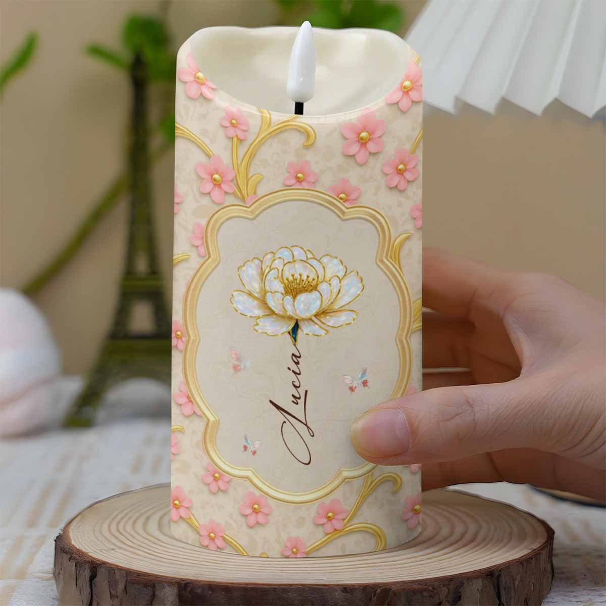 To My Granddaughter Proud And Loved Floral Design - Personalized Custom LED Candle - GDT507_LECA