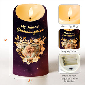 To My Dearest Granddaughter, Love Forever, Flowers and Stars - Personalized Custom LED Candle - GDT508_LECA