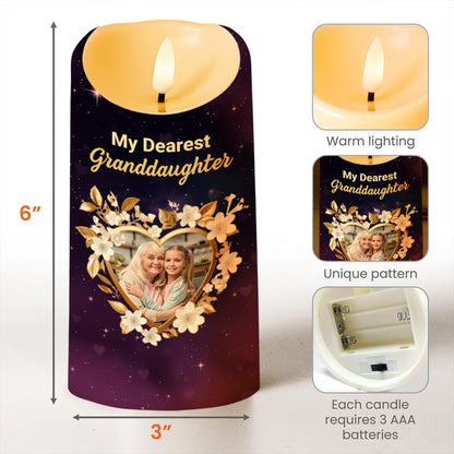 To My Dearest Granddaughter, Love Forever, Flowers and Stars - Personalized Custom LED Candle - GDT508_LECA