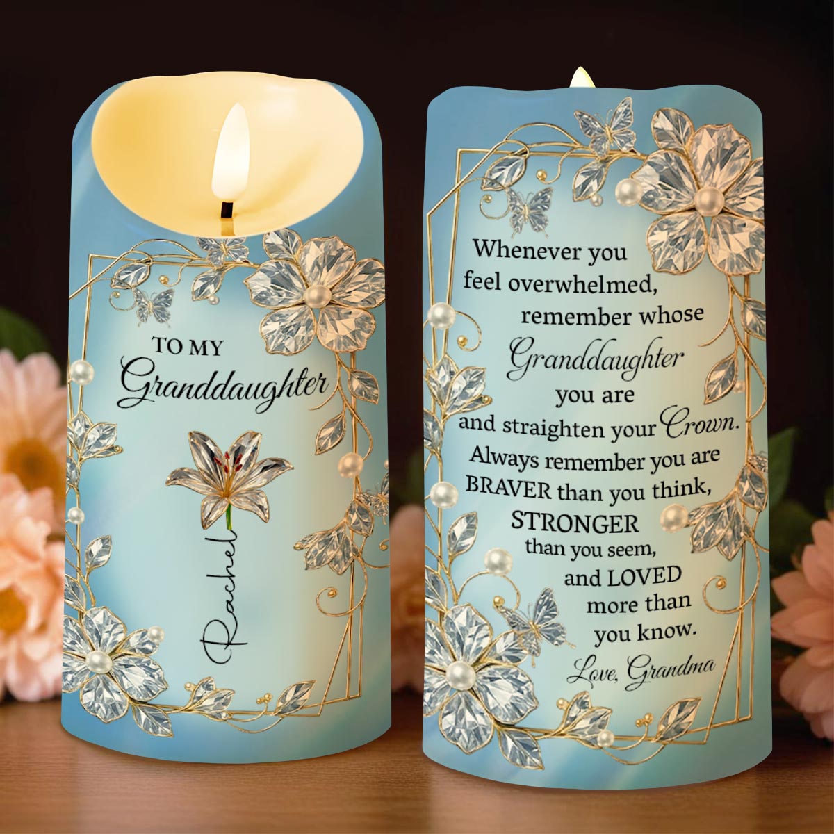 To My Granddaughter, Remember You Are Braver Than You Think - Personalized Custom LED Candle - GDT509_LECA