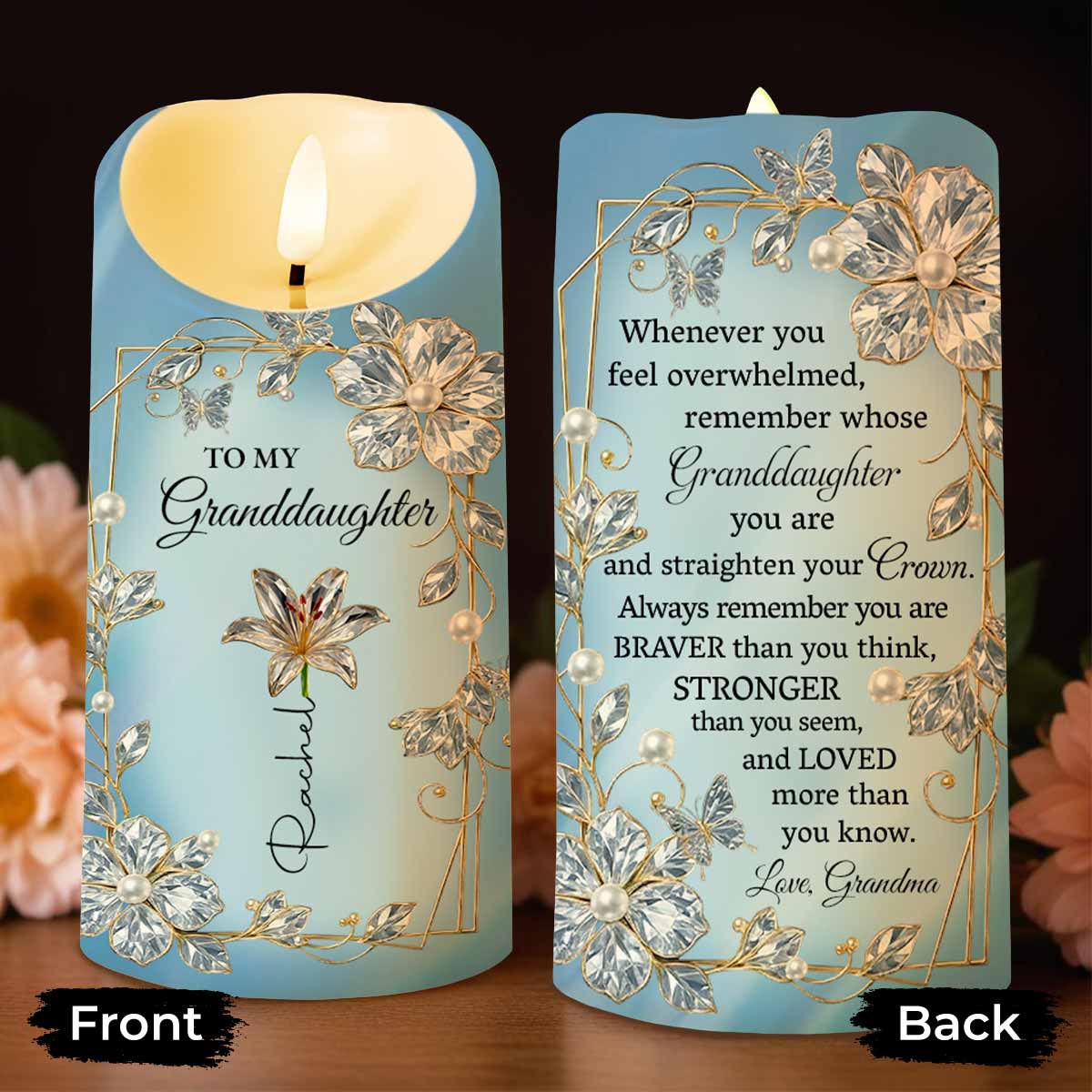 To My Granddaughter, Remember You Are Braver Than You Think - Personalized Custom LED Candle - GDT509_LECA