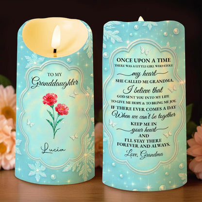 To My Granddaughter, Flowers And Butterflies - Personalized Custom LED Candle - GDT510_LECA