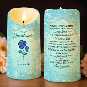 To My Granddaughter, Flowers And Butterflies - Personalized Custom LED Candle - GDT510_LECA