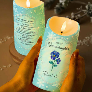 To My Granddaughter, Flowers And Butterflies - Personalized Custom LED Candle - GDT510_LECA