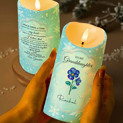 To My Granddaughter, Flowers And Butterflies - Personalized Custom LED Candle - GDT510_LECA