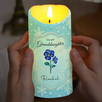To My Granddaughter, Flowers And Butterflies - Personalized Custom LED Candle - GDT510_LECA