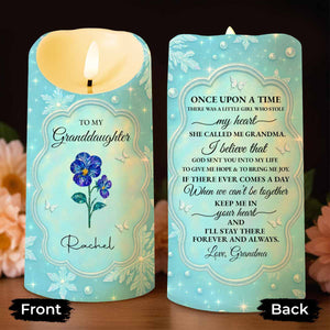 To My Granddaughter, Flowers And Butterflies - Personalized Custom LED Candle - GDT510_LECA