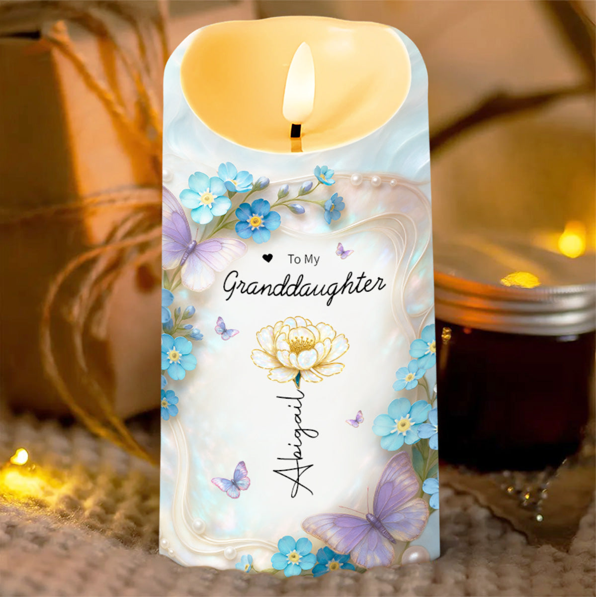 Straighten Your Crown, Butterflies and Flowers - Personalized Custom LED Candle - GDT511_LECA