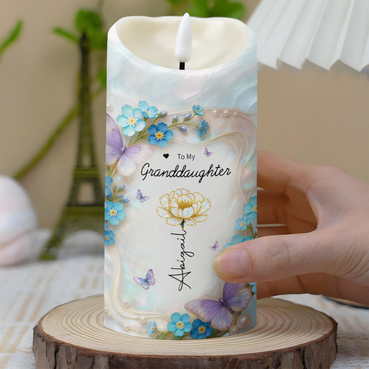 Straighten Your Crown, Butterflies and Flowers - Personalized Custom LED Candle - GDT511_LECA