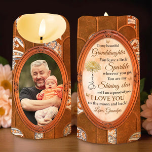 To My Beautiful Granddaughter, Shining Star, Flowers And Butterfly - Personalized Custom LED Candle - GDT514_LECA