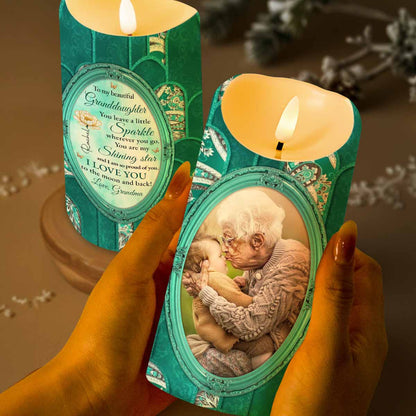 To My Beautiful Granddaughter, Shining Star, Flowers And Butterfly - Personalized Custom LED Candle - GDT514_LECA