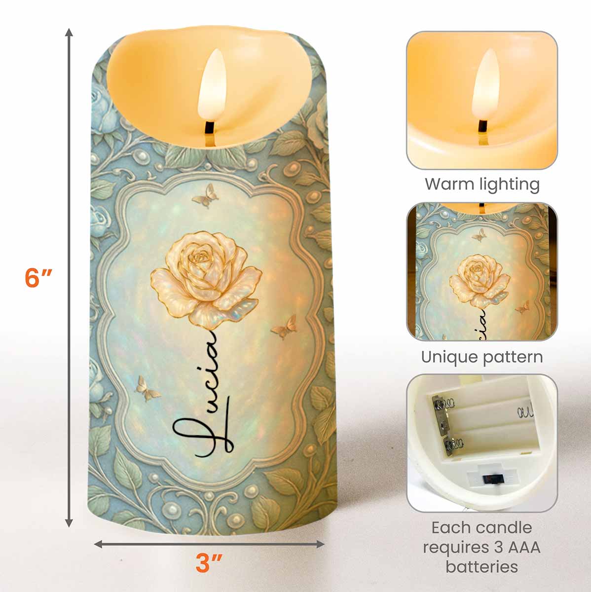 To My Granddaughter, Be Strong Enough, Rose And Butterflies - Personalized Custom LED Candle - GDT515_LECA