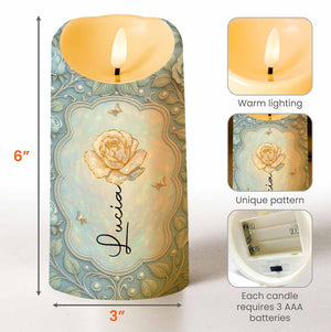 To My Granddaughter, Be Strong Enough, Rose And Butterflies - Personalized Custom LED Candle - GDT515_LECA