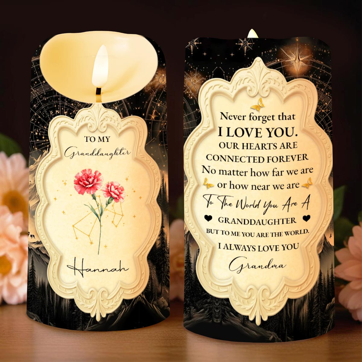 To My Granddaughter, Love and Connection Keepsake Candle - Personalized Custom LED Candle - GDT516_LECA