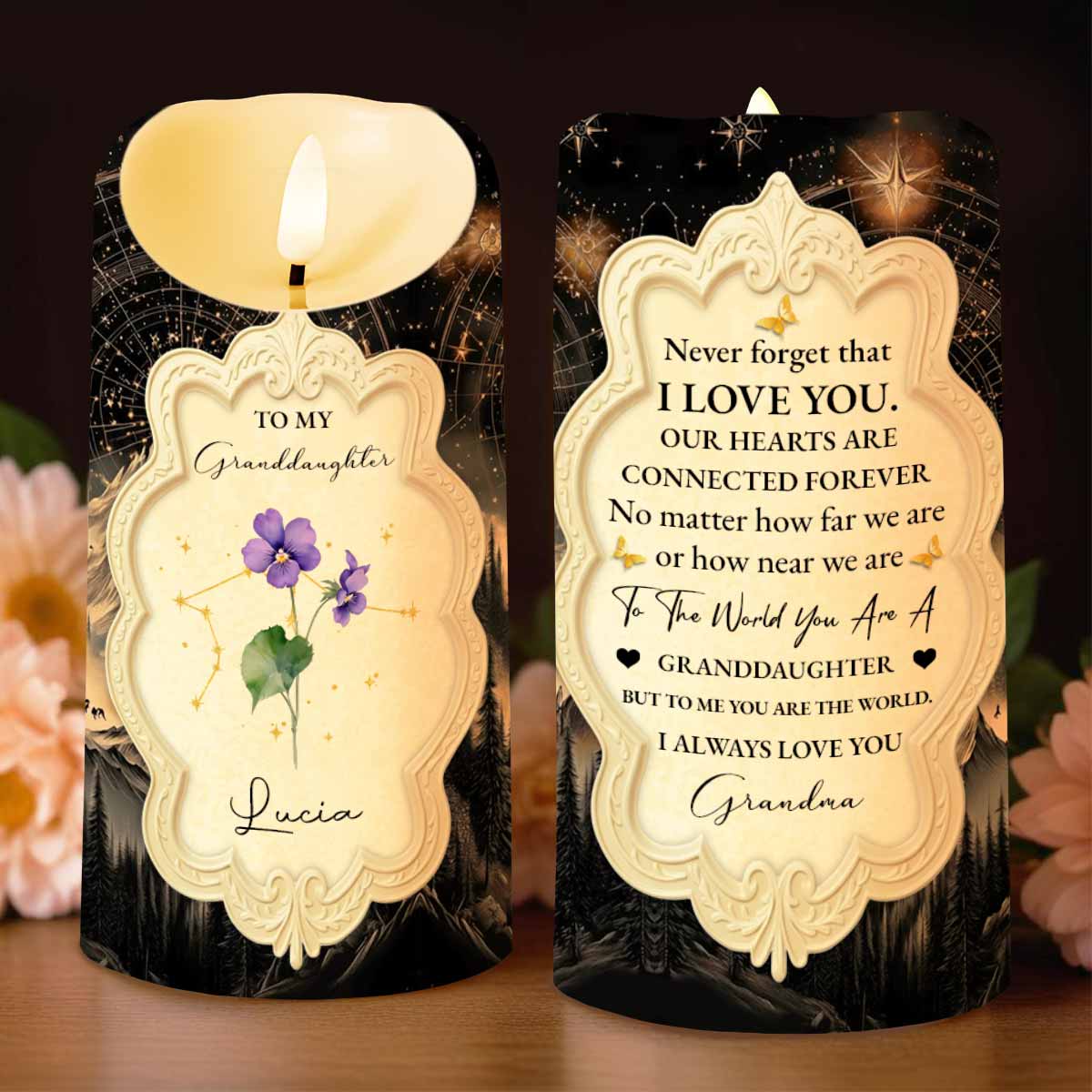 To My Granddaughter, Love and Connection Keepsake Candle - Personalized Custom LED Candle - GDT516_LECA