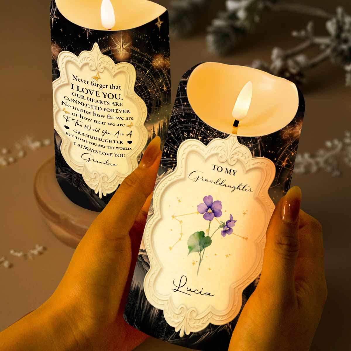 To My Granddaughter, Love and Connection Keepsake Candle - Personalized Custom LED Candle - GDT516_LECA