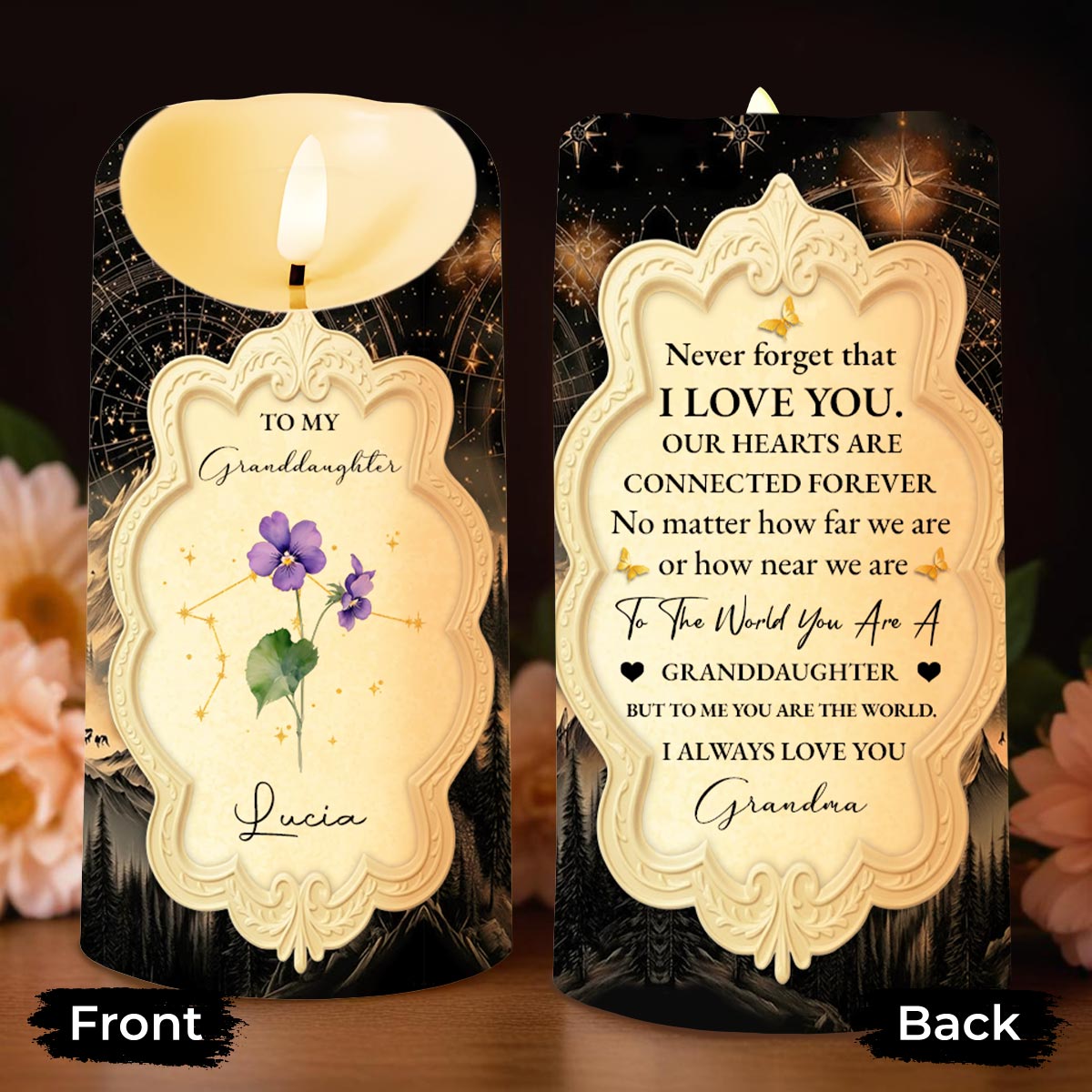 To My Granddaughter, Love and Connection Keepsake Candle - Personalized Custom LED Candle - GDT516_LECA
