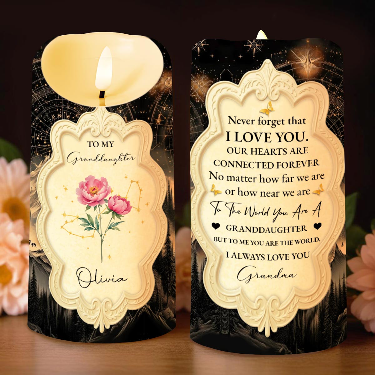 To My Granddaughter, Love and Connection Keepsake Candle - Personalized Custom LED Candle - GDT516_LECA