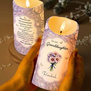 To My Granddaughter, Love Grandma, Flowers And Crown - Personalized Custom LED Candle - GDT518_LECA