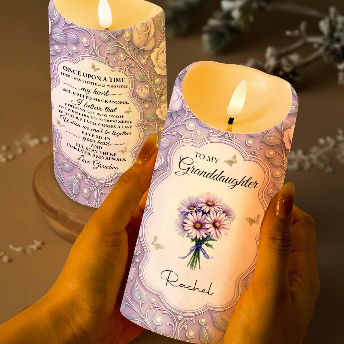 To My Granddaughter, Capturing Hearts With Love And Joy - Personalized Custom LED Candle - GDT519_LECA