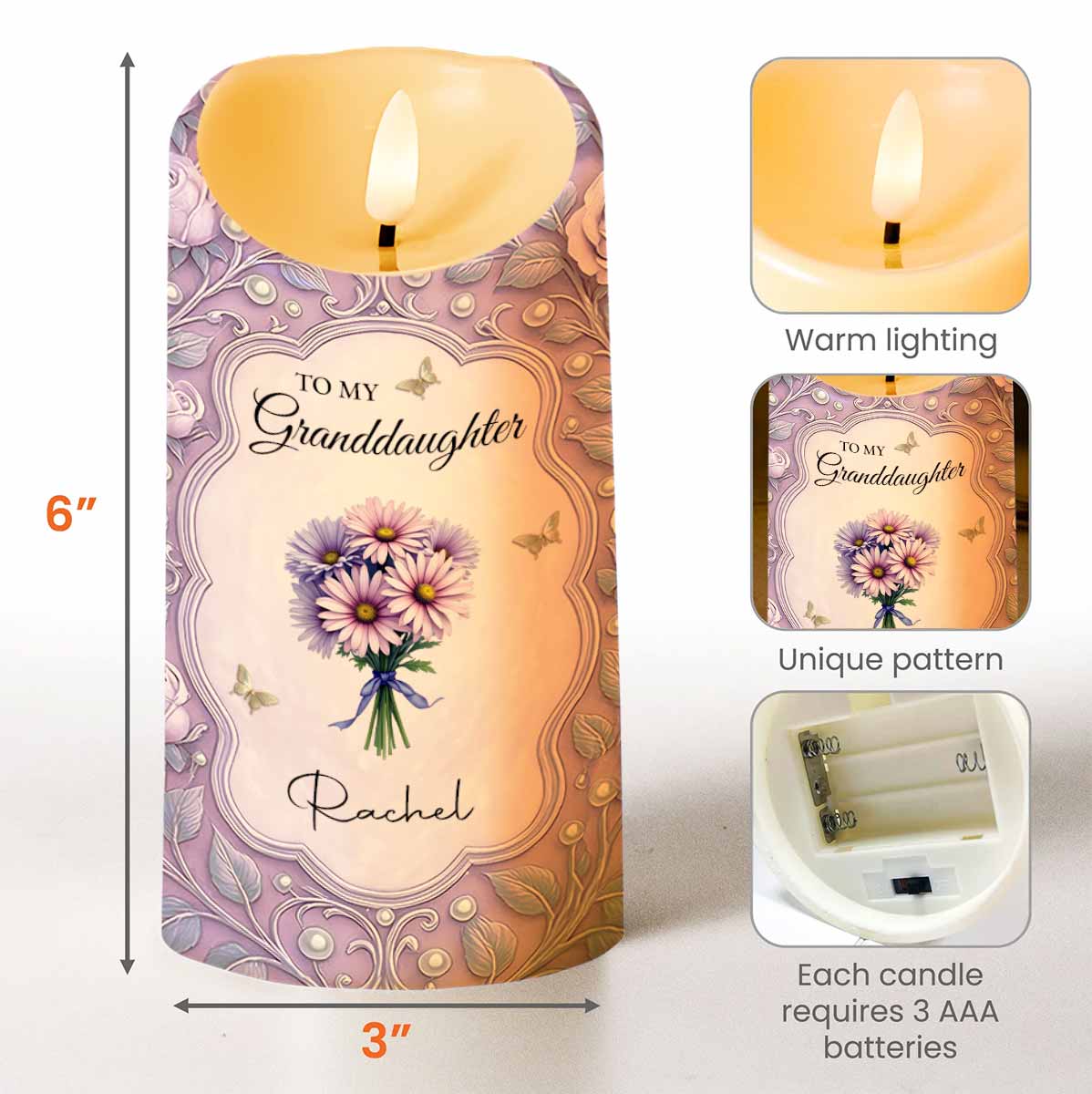 To My Granddaughter, Capturing Hearts With Love And Joy - Personalized Custom LED Candle - GDT519_LECA