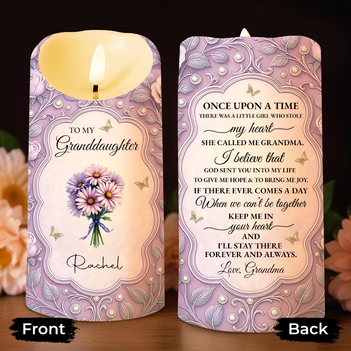 To My Granddaughter, Capturing Hearts With Love And Joy - Personalized Custom LED Candle - GDT519_LECA