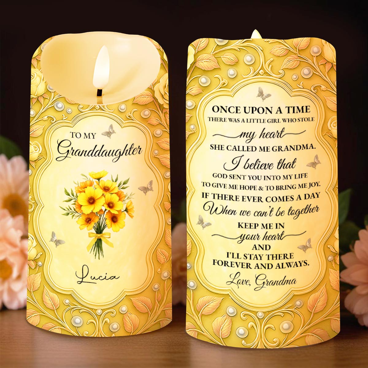 To My Granddaughter, Capturing Hearts With Love And Joy - Personalized Custom LED Candle - GDT519_LECA