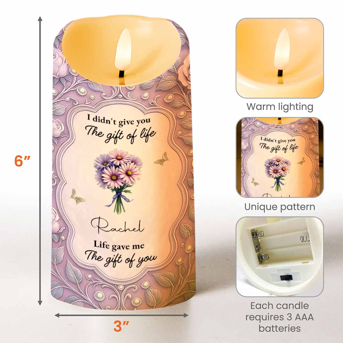 To My Granddaughter Love Between Us Message With Flowers - Personalized Custom LED Candle - GDT520_LECA