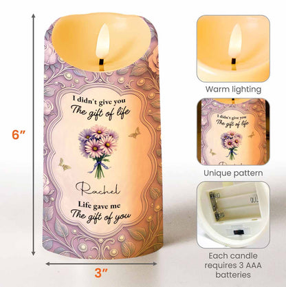 To My Granddaughter Love Between Us Message With Flowers - Personalized Custom LED Candle - GDT520_LECA