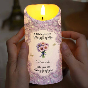 To My Granddaughter Love Between Us Message With Flowers - Personalized Custom LED Candle - GDT520_LECA