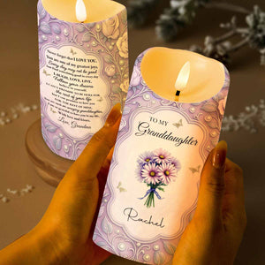 To My Granddaughter, Remember I Love You, Flowers and Butterflies - Personalized Custom LED Candle - GDT521_LECA