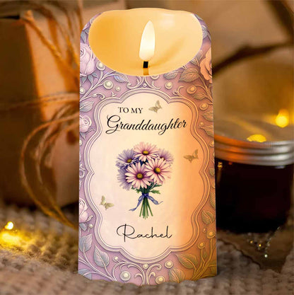 To My Granddaughter, Remember I Love You, Flowers and Butterflies - Personalized Custom LED Candle - GDT521_LECA
