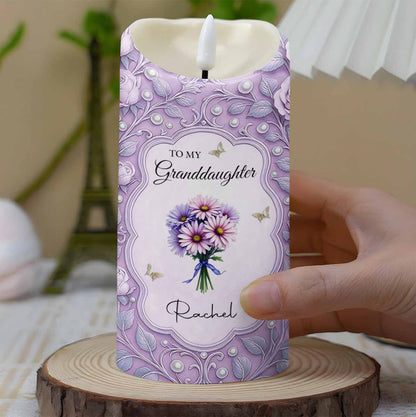 To My Granddaughter, Remember I Love You, Flowers and Butterflies - Personalized Custom LED Candle - GDT521_LECA