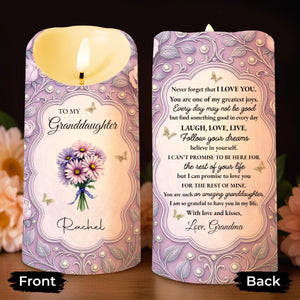To My Granddaughter, Remember I Love You, Flowers and Butterflies - Personalized Custom LED Candle - GDT521_LECA