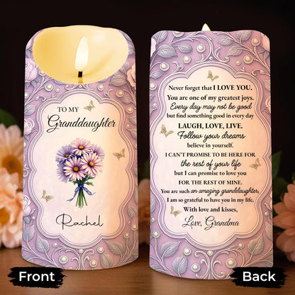 To My Granddaughter, Remember I Love You, Flowers and Butterflies - Personalized Custom LED Candle - GDT521_LECA