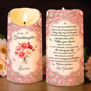 To My Granddaughter, Remember I Love You, Flowers and Butterflies - Personalized Custom LED Candle - GDT521_LECA