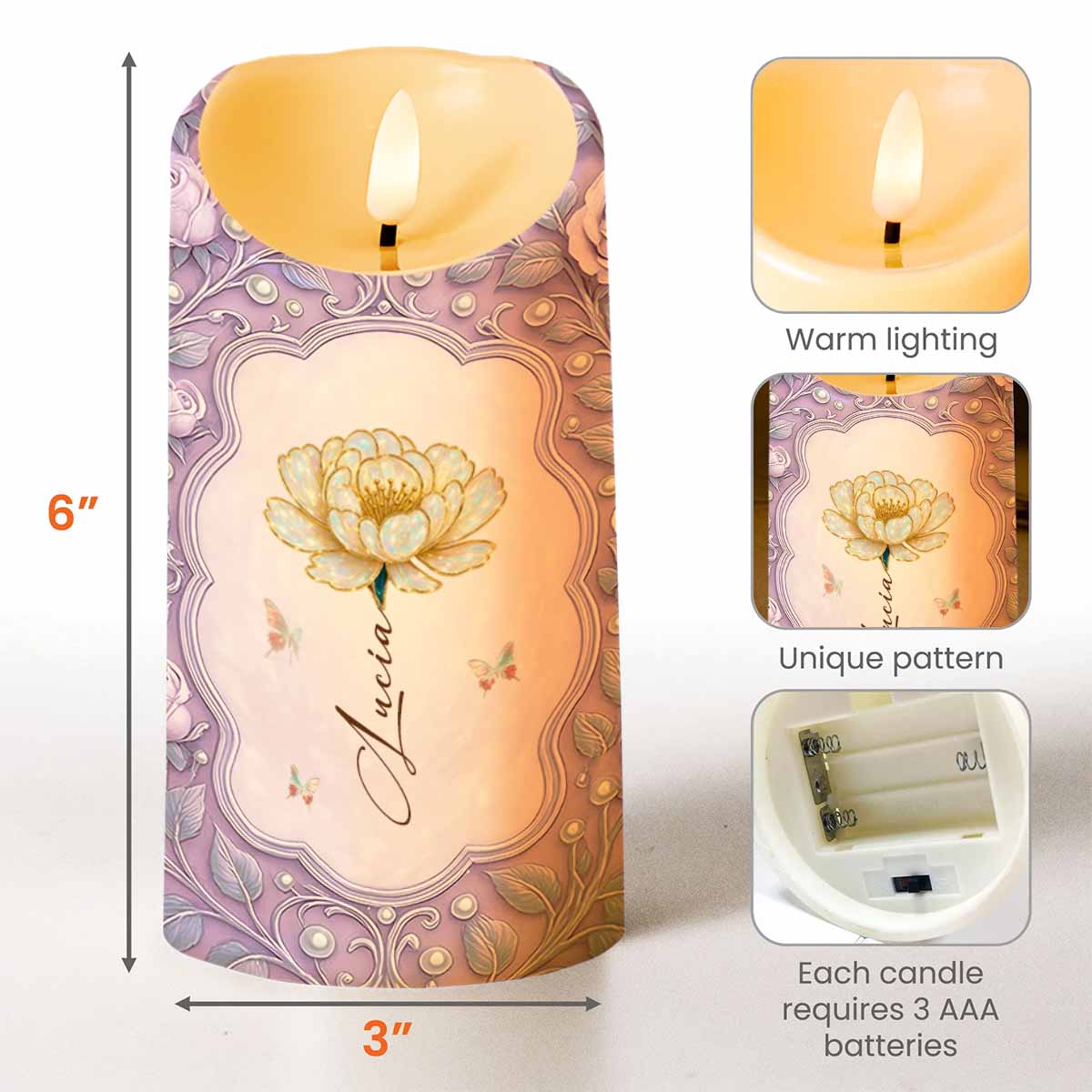 To My Granddaughter, Flowers And Butterflies Design - Personalized Custom LED Candle - GDT523_LECA