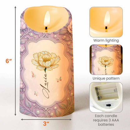 To My Granddaughter, Flowers And Butterflies Design - Personalized Custom LED Candle - GDT523_LECA