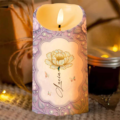 To My Granddaughter, Flowers And Butterflies Design - Personalized Custom LED Candle - GDT523_LECA
