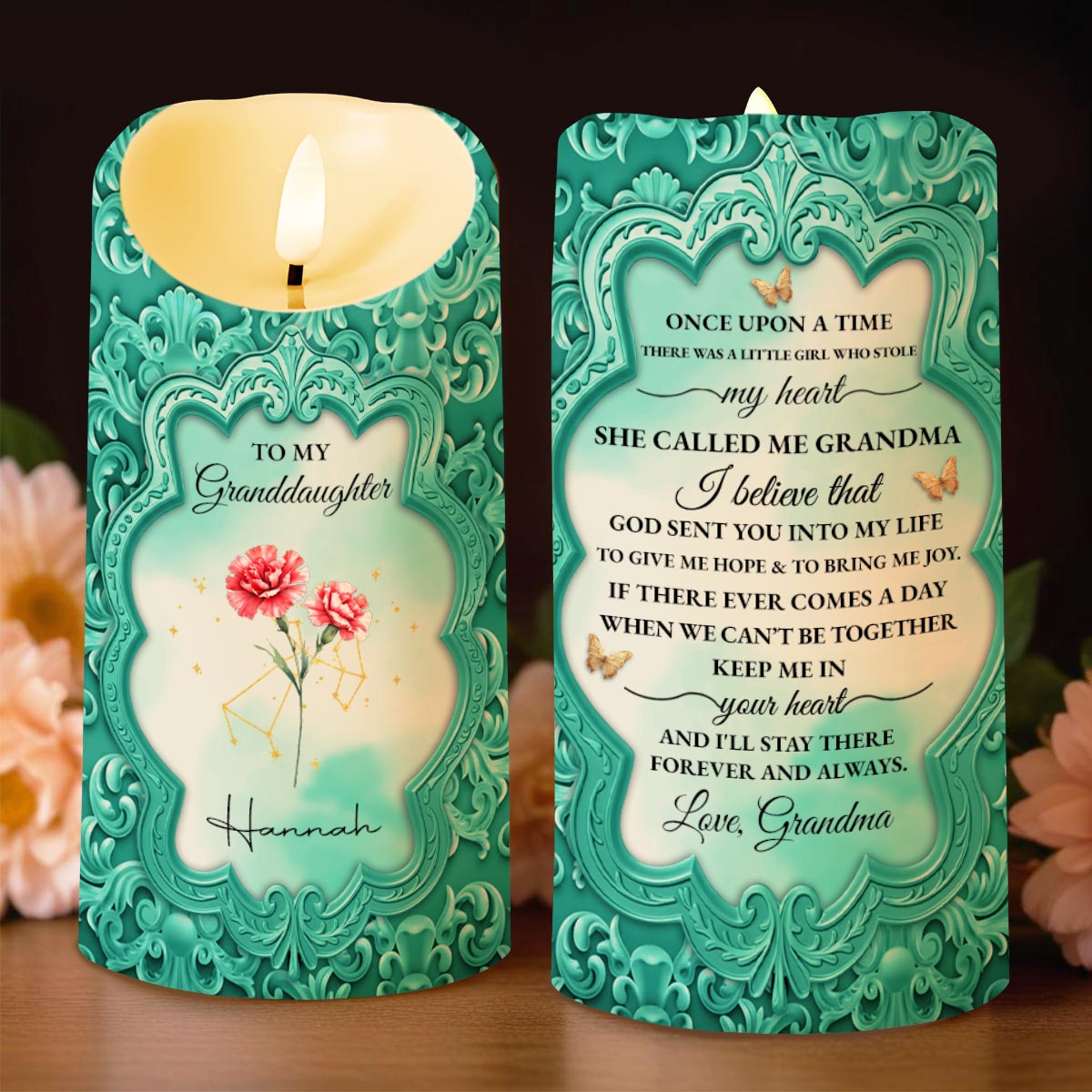 To My Granddaughter, Once Upon A Time, Love From Grandma - Personalized Custom LED Candle - GDT527_LECA