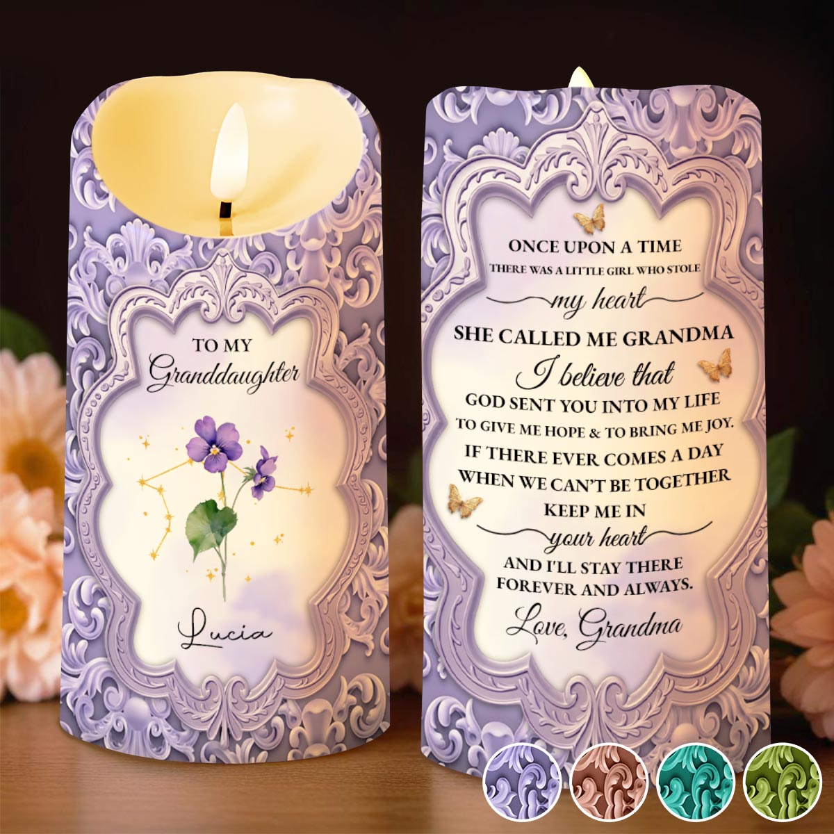 To My Granddaughter, Once Upon A Time, Love From Grandma - Personalized Custom LED Candle - GDT527_LECA