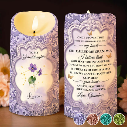 To My Granddaughter, Once Upon A Time, Love From Grandma - Personalized Custom LED Candle - GDT527_LECA